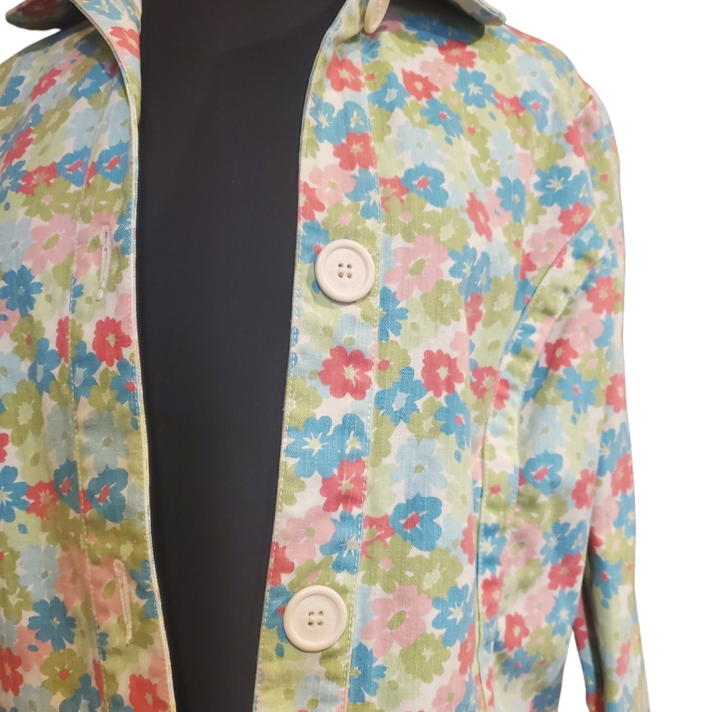 Liz Claiborne 100% Cotton Flower Jacket. Size Medium - Picture 2 of 4